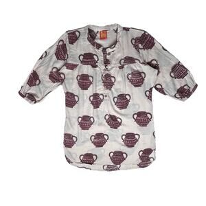 Cotton Cottage LWT Cotton 1/2 button pop-over 3/4 sleeve loose tunic style Sz M